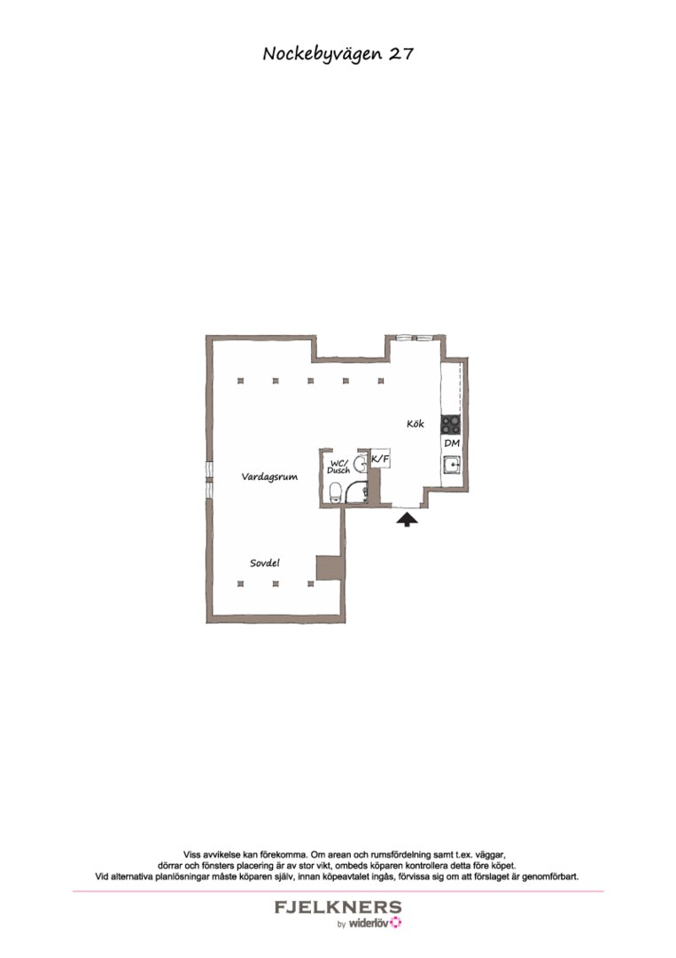 Planlösning från Nockebyvägen 27, Till salu i Bromma - Höglandet, Stockholm