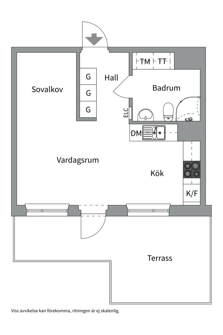 Planlösning från Fredriksdalsgatan 20, Till salu i Hammarby Sjöstad, Stockholm