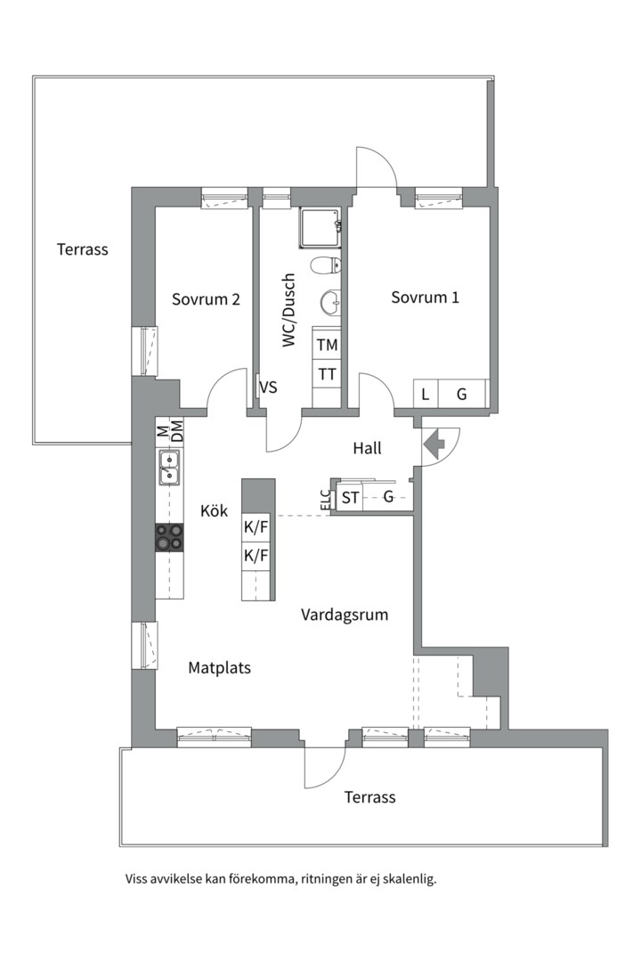 Planlösning från Virkesvägen 5c, Till salu i Hammarby Sjöstad, Stockholm