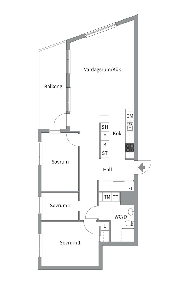 Planlösning från Ingenjörsvägen 42, 3tr, Kommande i Liljeholmen - Liljeholmskajen, Stockholm
