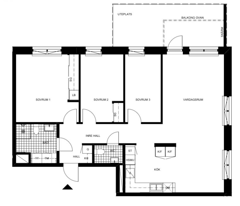 Planlösning från Malstensgränd 4, Till salu i Jakobsberg, Järfälla