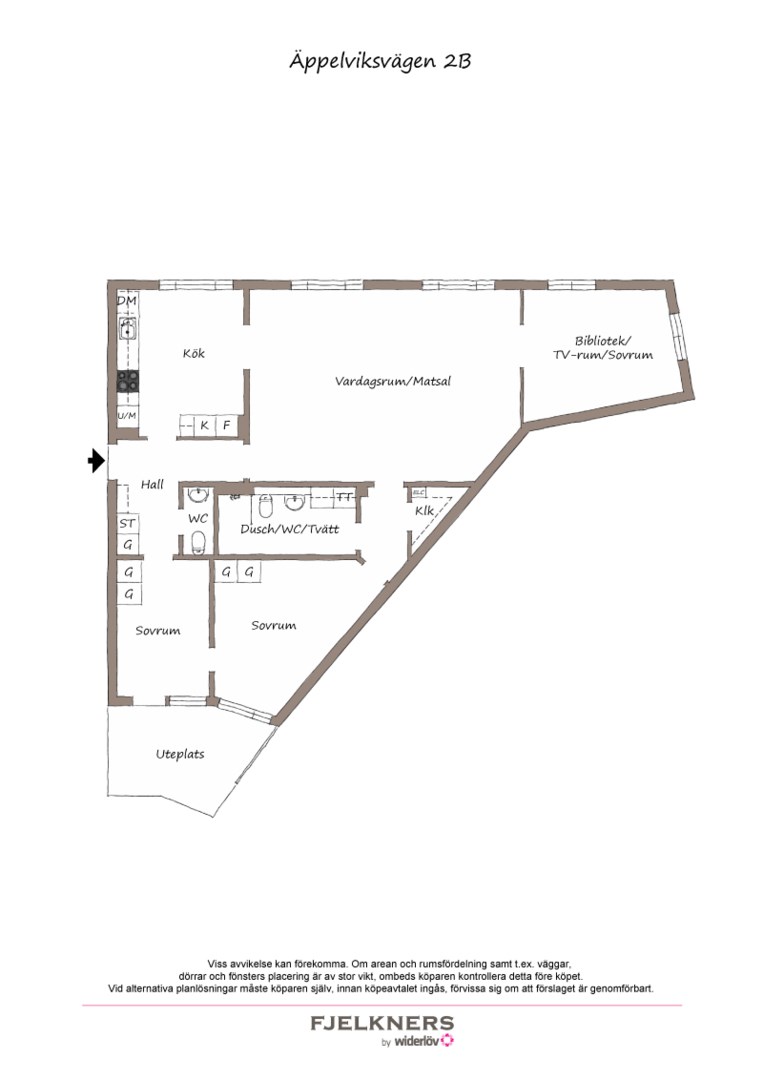 Planlösning från Äppelviksvägen 2B, Till salu i Bromma - Äppelviken, Stockholm