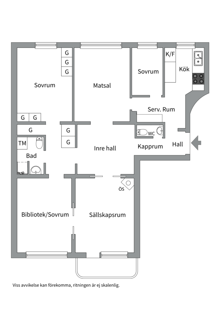 Planlösning från Börjegatan 3A, Såld i Främre Luthagen, Uppsala