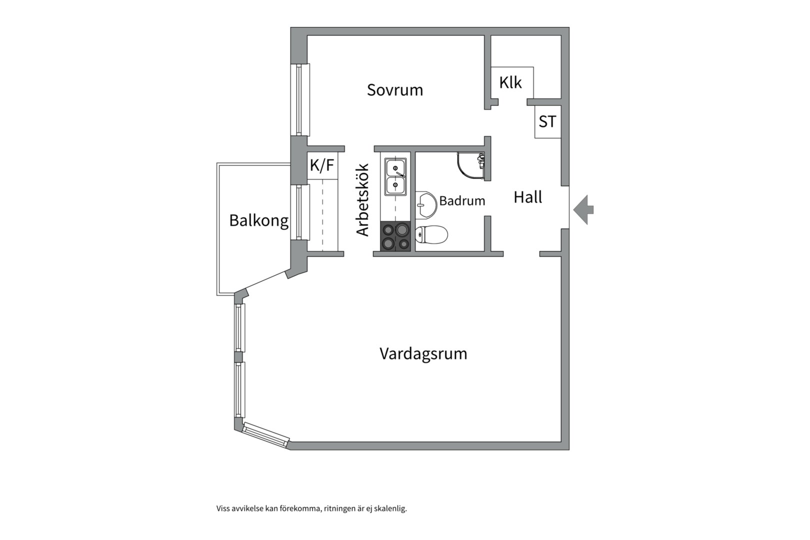 Planlösning från Torsgatan 8A, Såld i Främre Luthagen, Uppsala