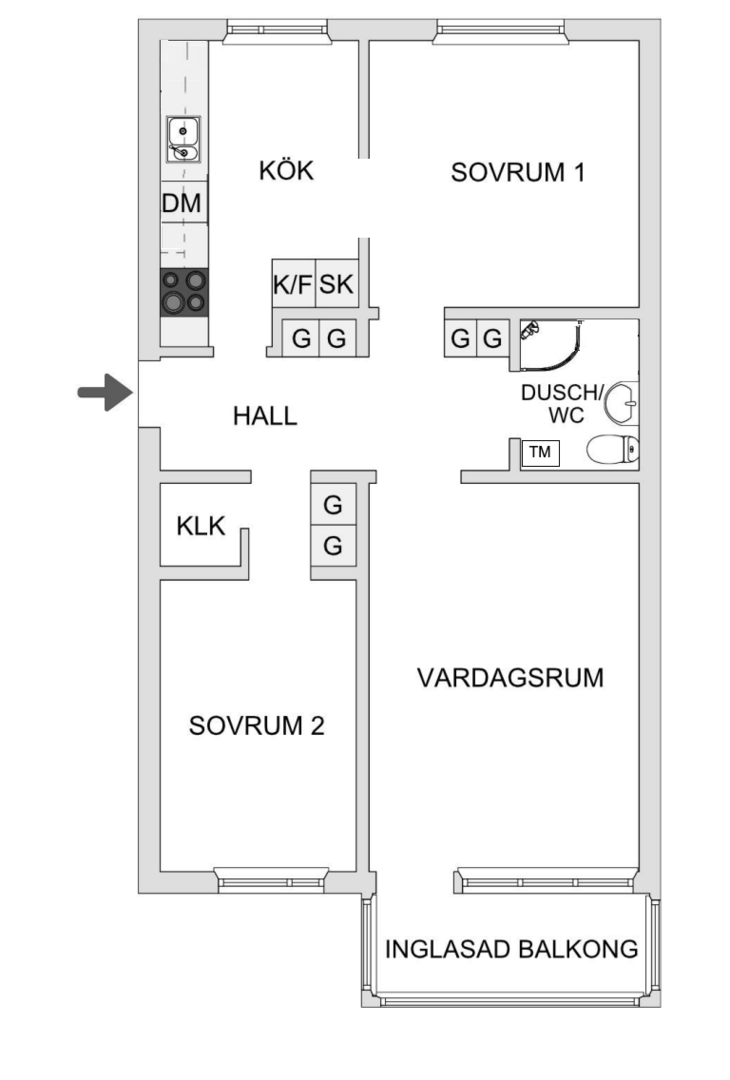 Planlösning från Ektorpsvägen 7B, Såld i Ektorp, Nacka