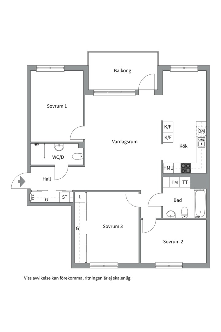 Planlösning från Pålgatan 3, Såld i Luthagen, Uppsala