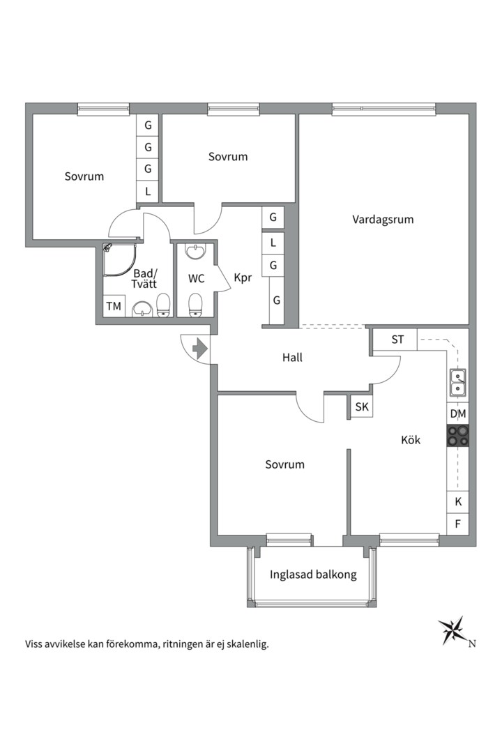 Planlösning från Regngatan 1, Såld i Gränby, Uppsala