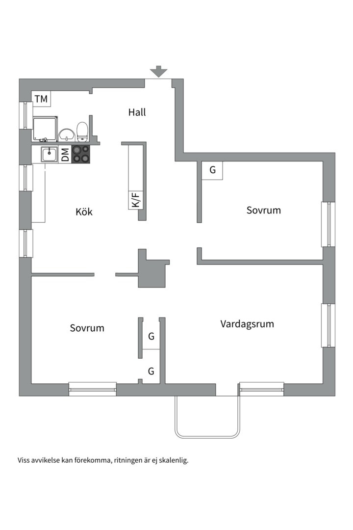 Planlösning från Kyrkogårdsgatan 16 F, Till salu i Luthagen, Uppsala