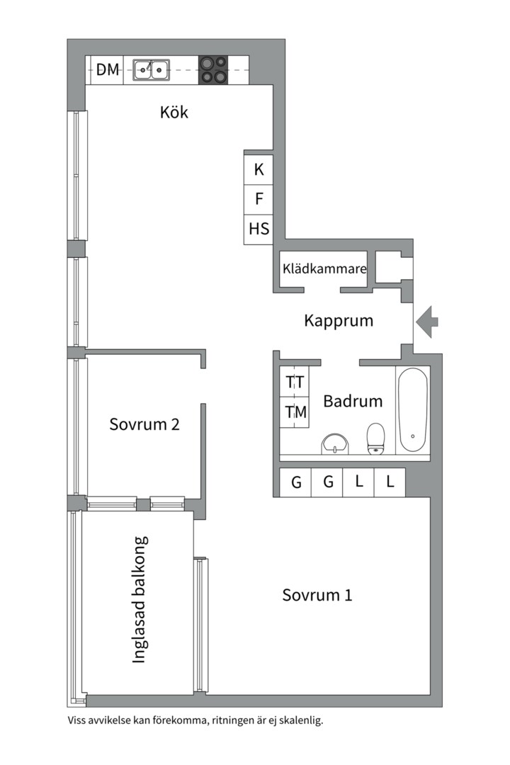 Planlösning från Gamla Tyresövägen 351D, Till salu i Enskede, Stockholm