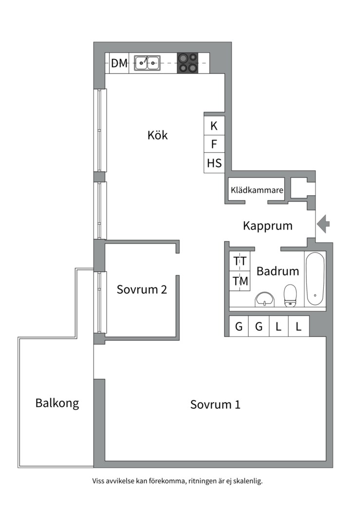Planlösning från Gamla Tyresövägen 351D, Till salu i Enskede, Stockholm