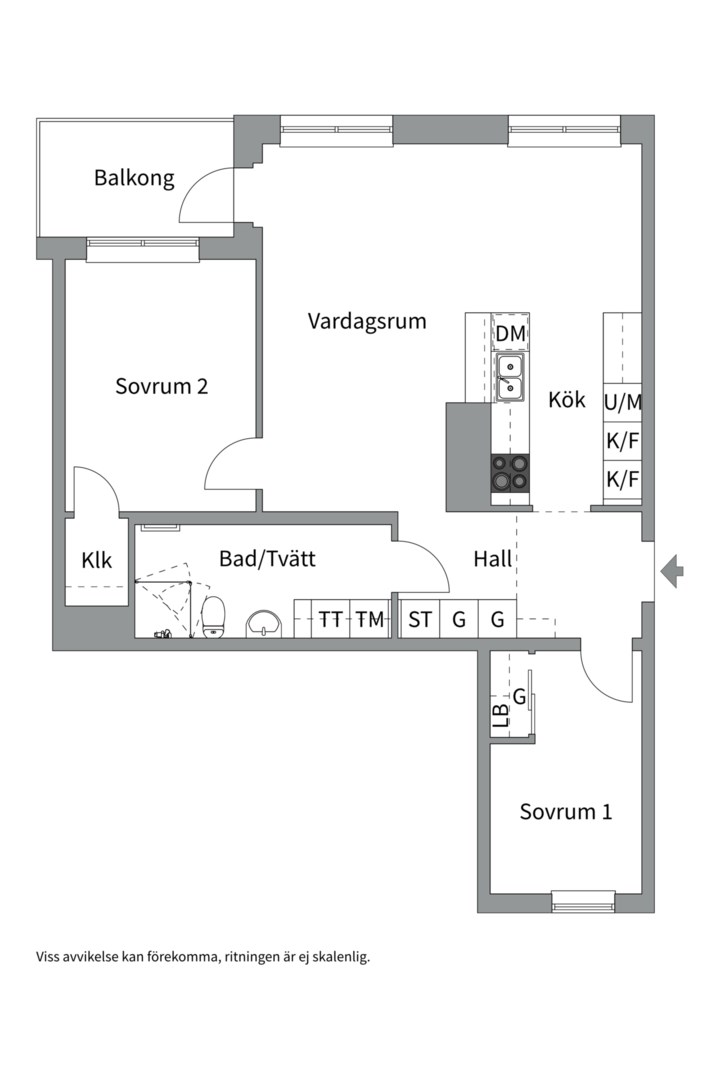 Planlösning från Pastorsgatan 3A, Till salu i Kapellgärdet, Uppsala