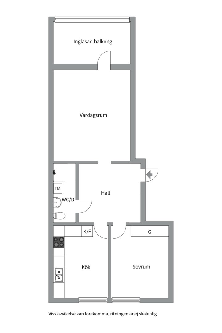 Planlösning från Norra Skjutbanegatan 12F, Till salu i Haga, Västerås