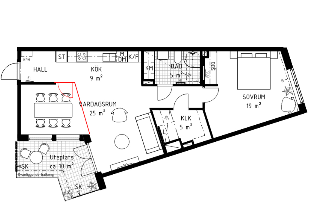 Planlösning från Gamla Norrtäljevägen 128, Till salu i Roslags Näsby, Täby