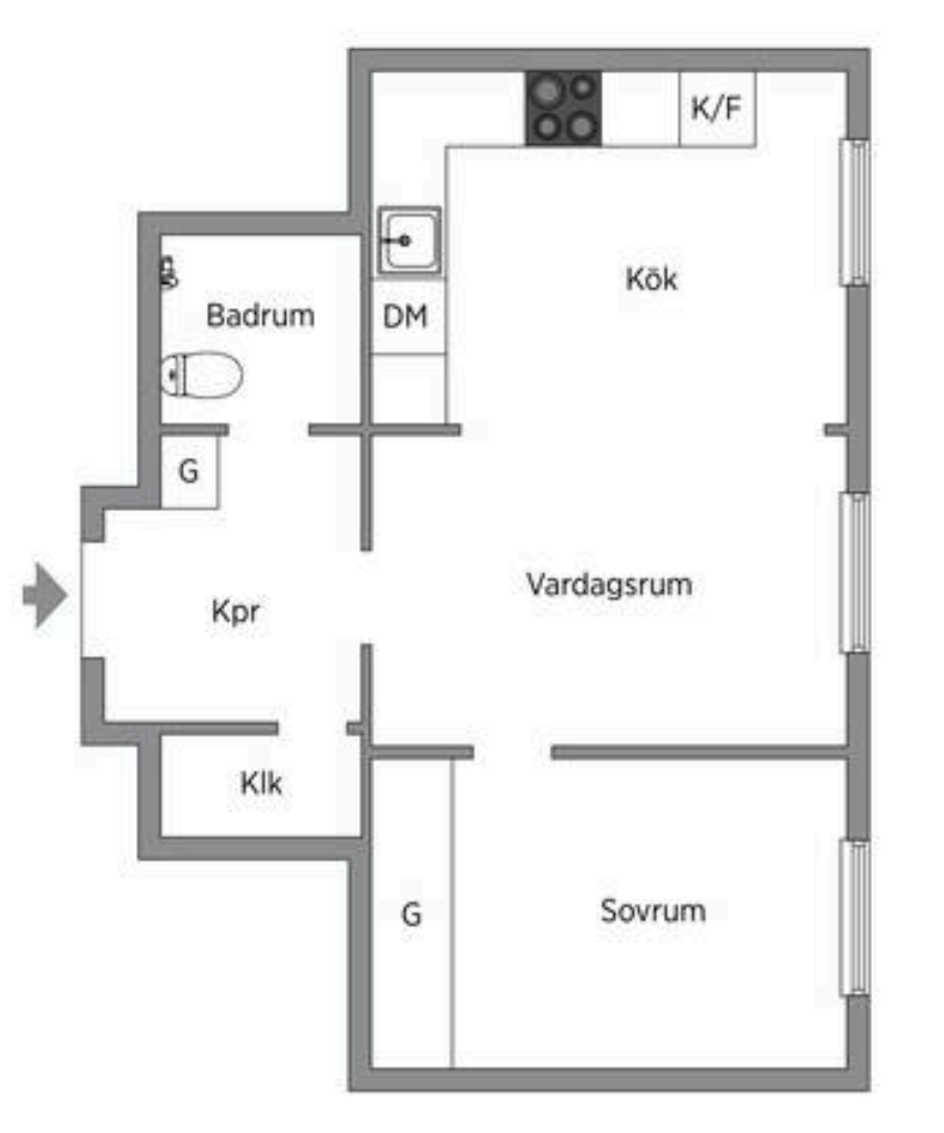 Planlösning från Ekensbergsvägen 97, Till salu i Råsunda, Solna