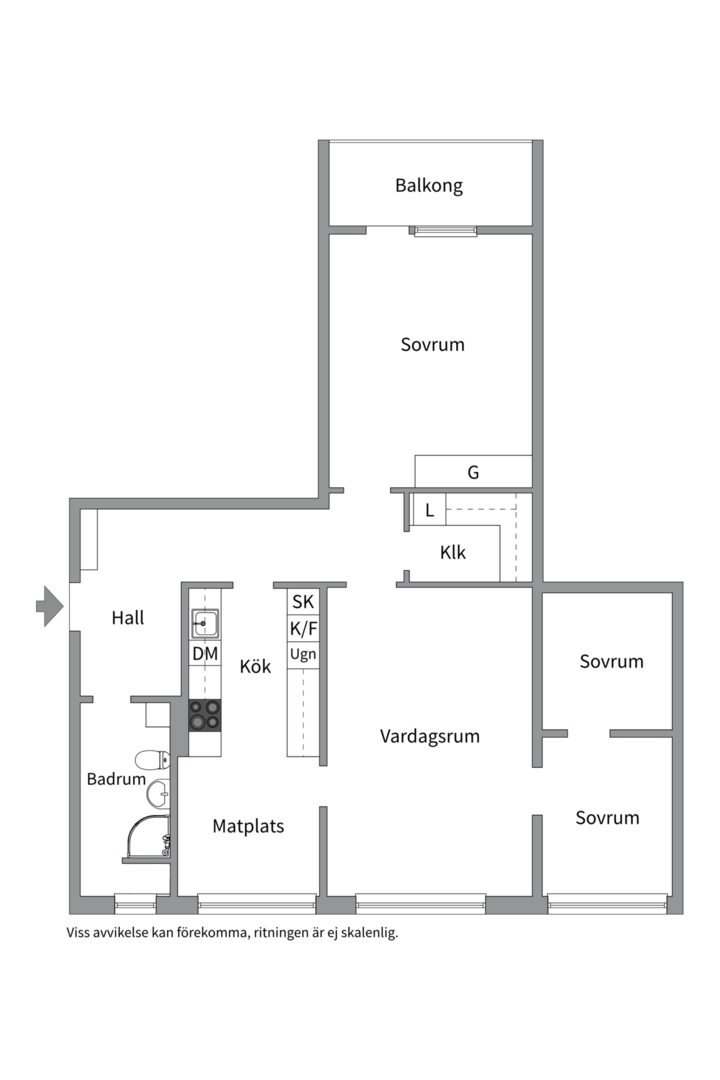 Planlösning från Österängsgatan 26 B, Kommande i Fålhagen, Uppsala