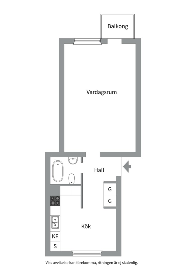 Planlösning från Liljegatan 4B, Såld i Fålhagen, Uppsala