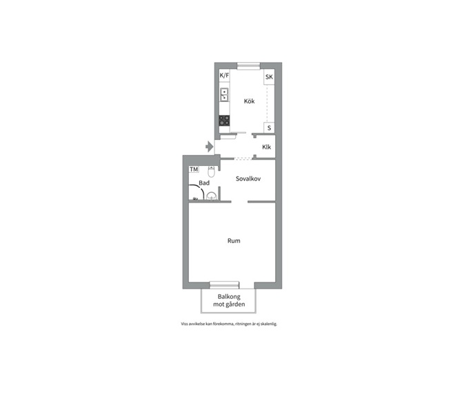 Planlösning från S:t Göransgatan 33A, Kommande i Fålhagen, Uppsala