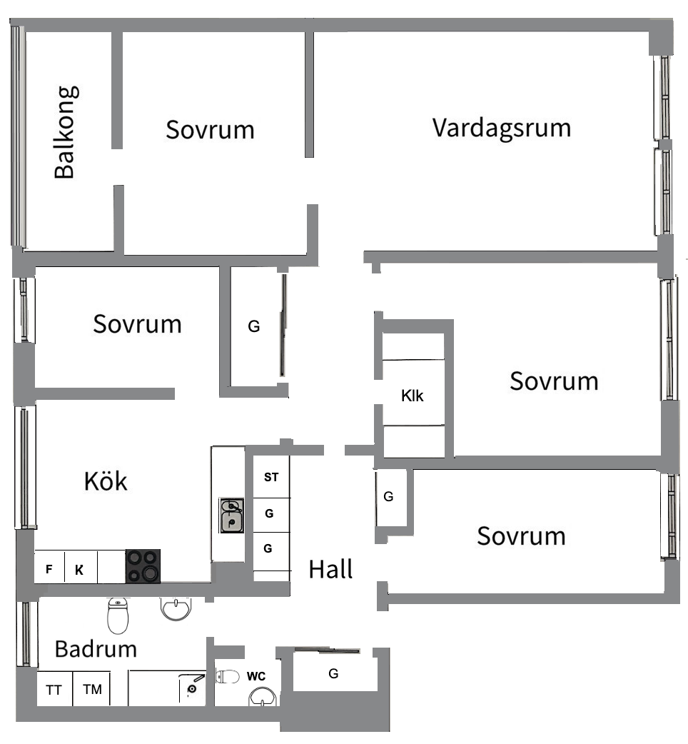 Planlösning från Henriksdalsringen 11, Såld i , Nacka