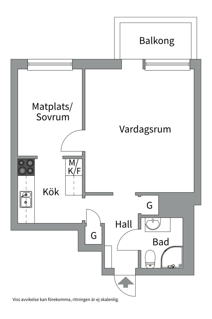 Planlösning från Börjegatan 10B, Såld i Främre Luthagen, Uppsala