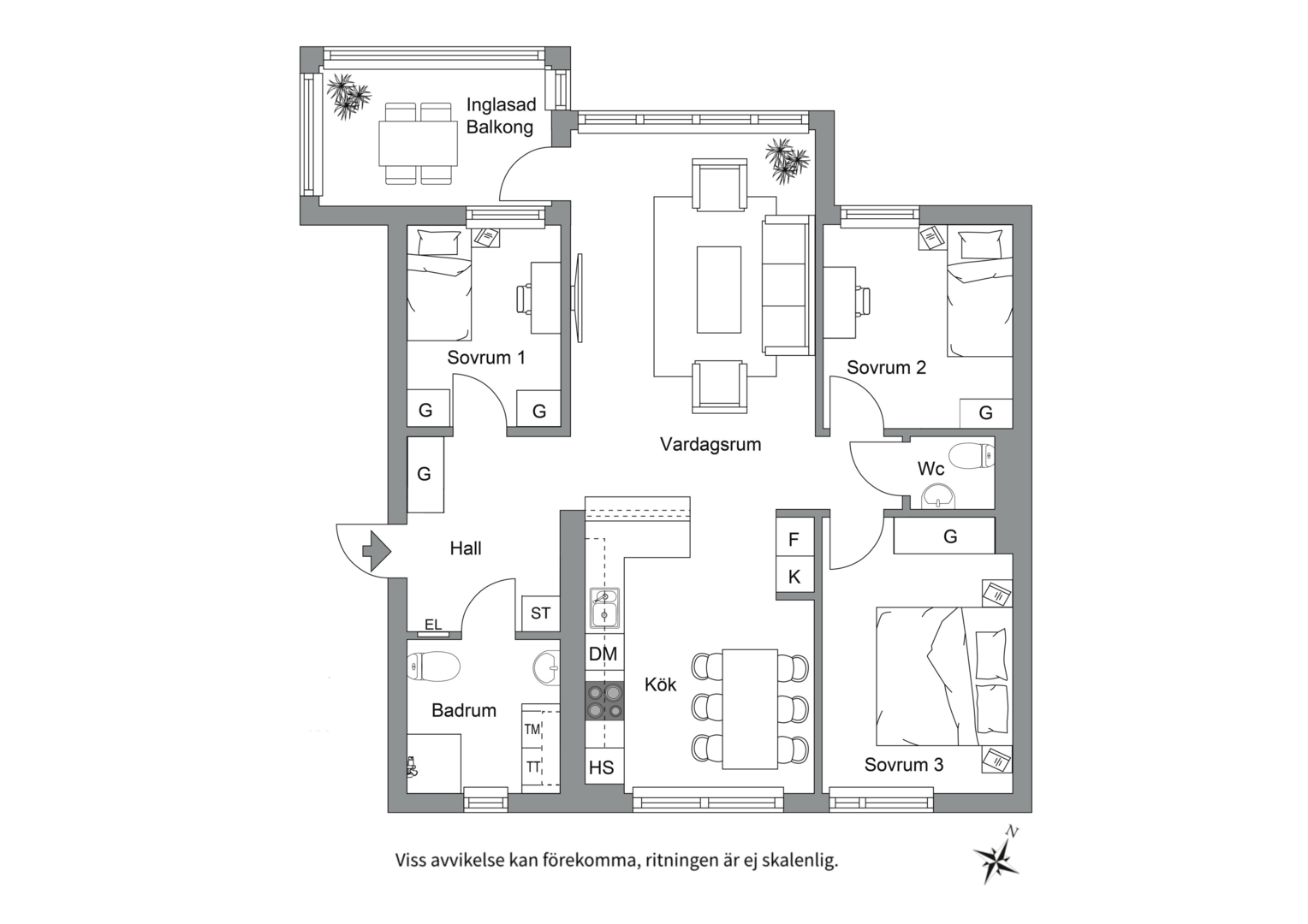 Planlösning från Hamngatan 29B, vån 6, Kommande i Centrala Sundbyberg, Sundbyberg