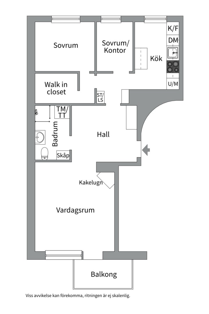 Planlösning från Luthagsesplanaden 21B, Såld i Främre Luthagen, Uppsala