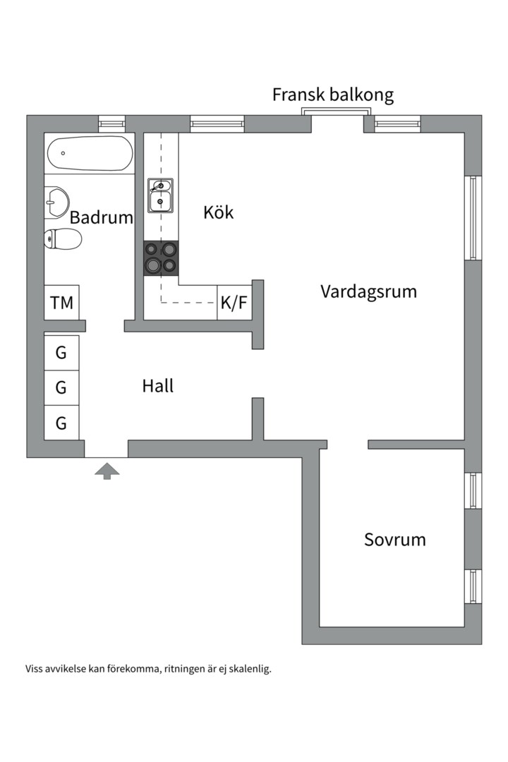 Planlösning från Klangs gränd 1B, Till salu i Rackarberget, Uppsala