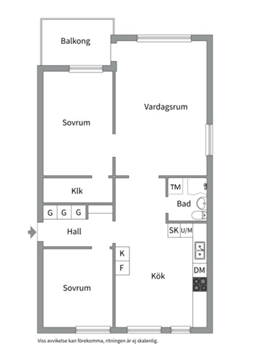 Planlösning från Gröna gatan 31 A, Kommande i Salabacke, Uppsala