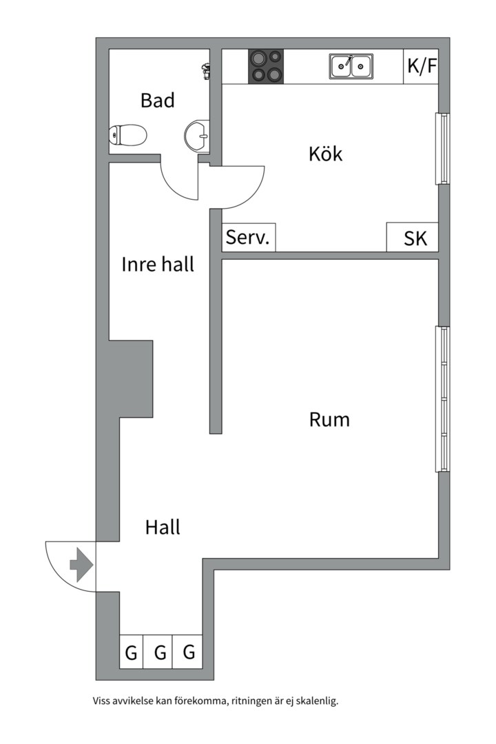Planlösning från Höganäsgatan 7A, Till salu i Höganäs, Uppsala