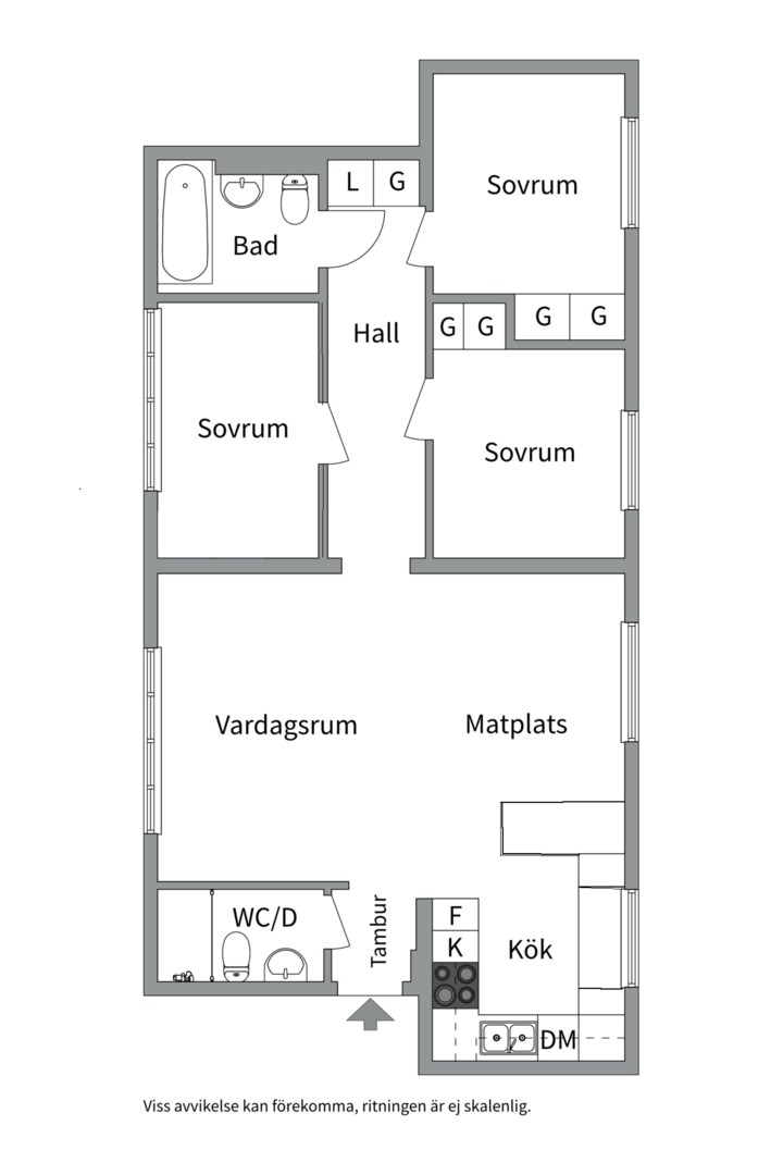 Planlösning från Tre kronors väg 9, Kommande i Kvarnholmen, Nacka