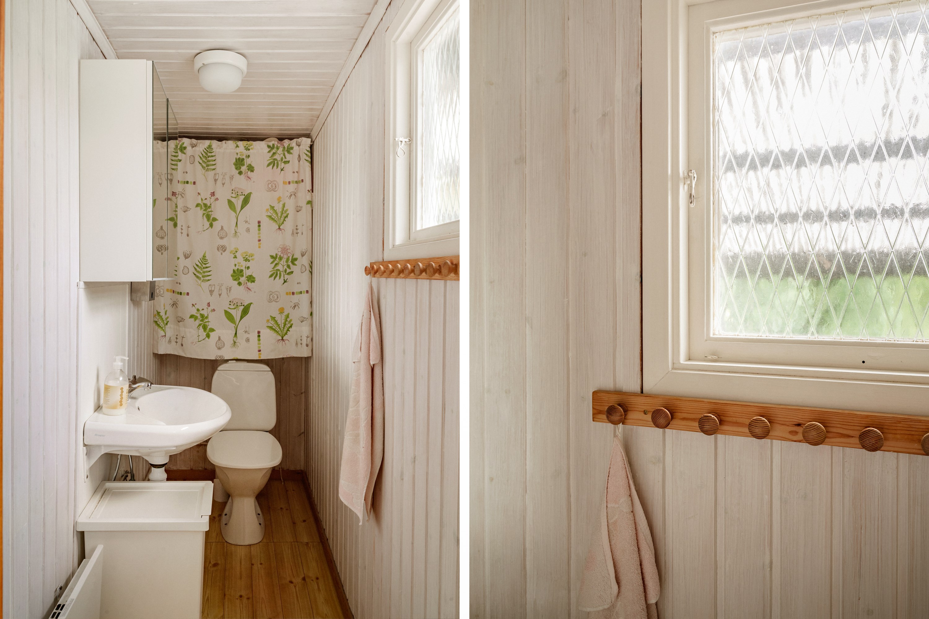 Toaletten nås via entréhallen.