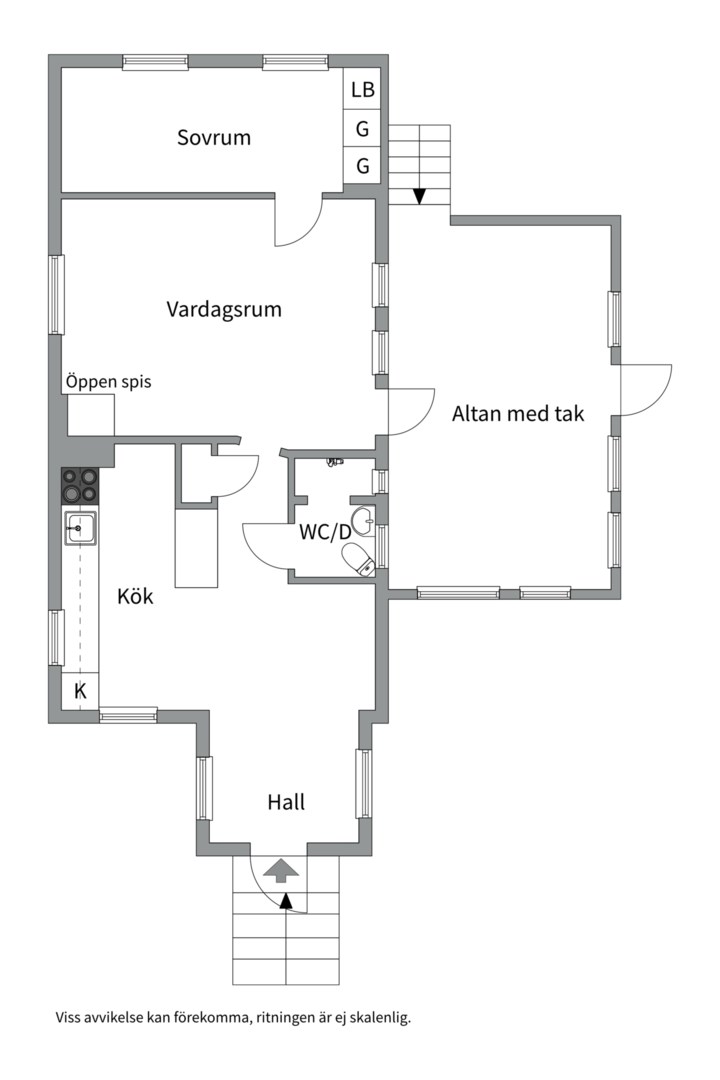 Planlösning från Slingervägen 3, Såld i Järlåsa, Uppsala