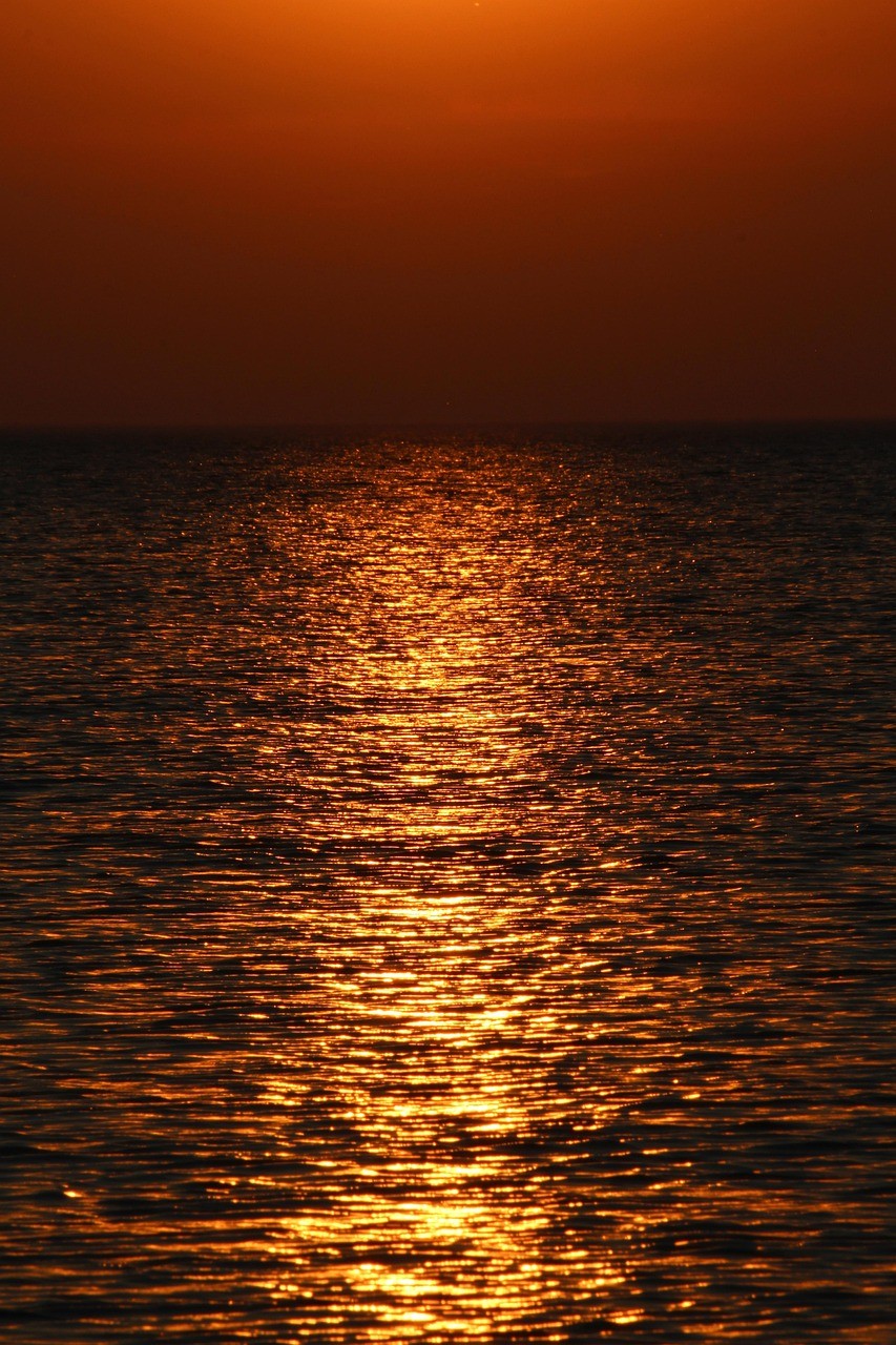 Solnedgång, Hav, Vågor bild