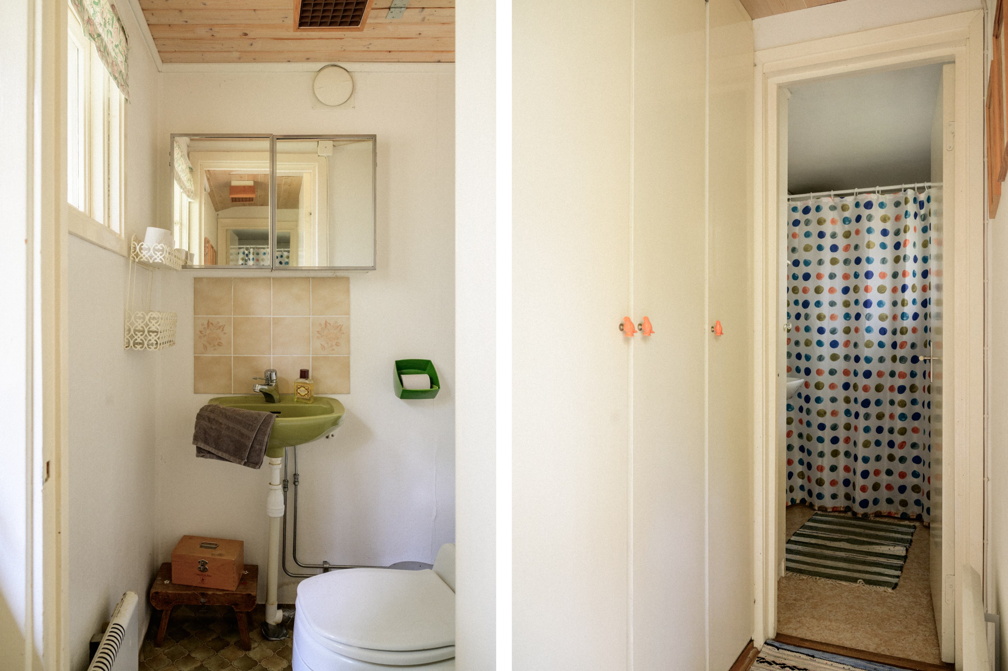 Duschrum samt separat toalett i huvudbyggnaden