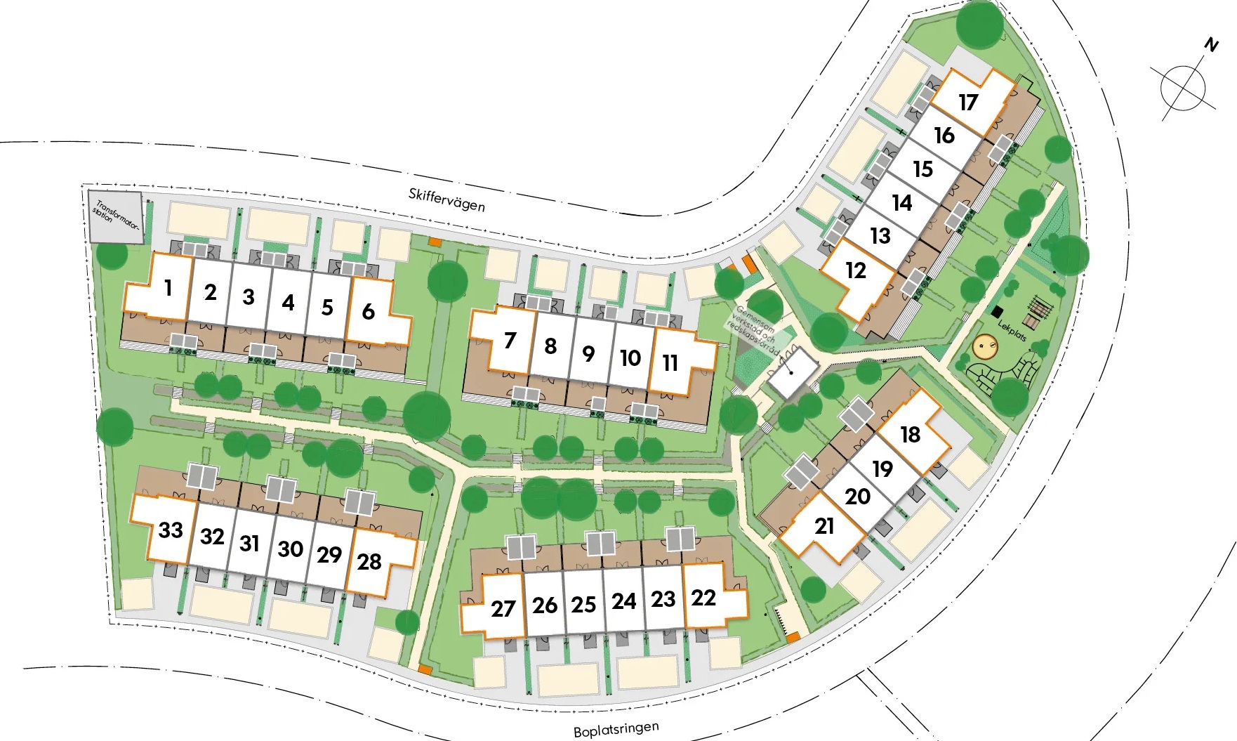 Situationsplan radhus Ältadalen