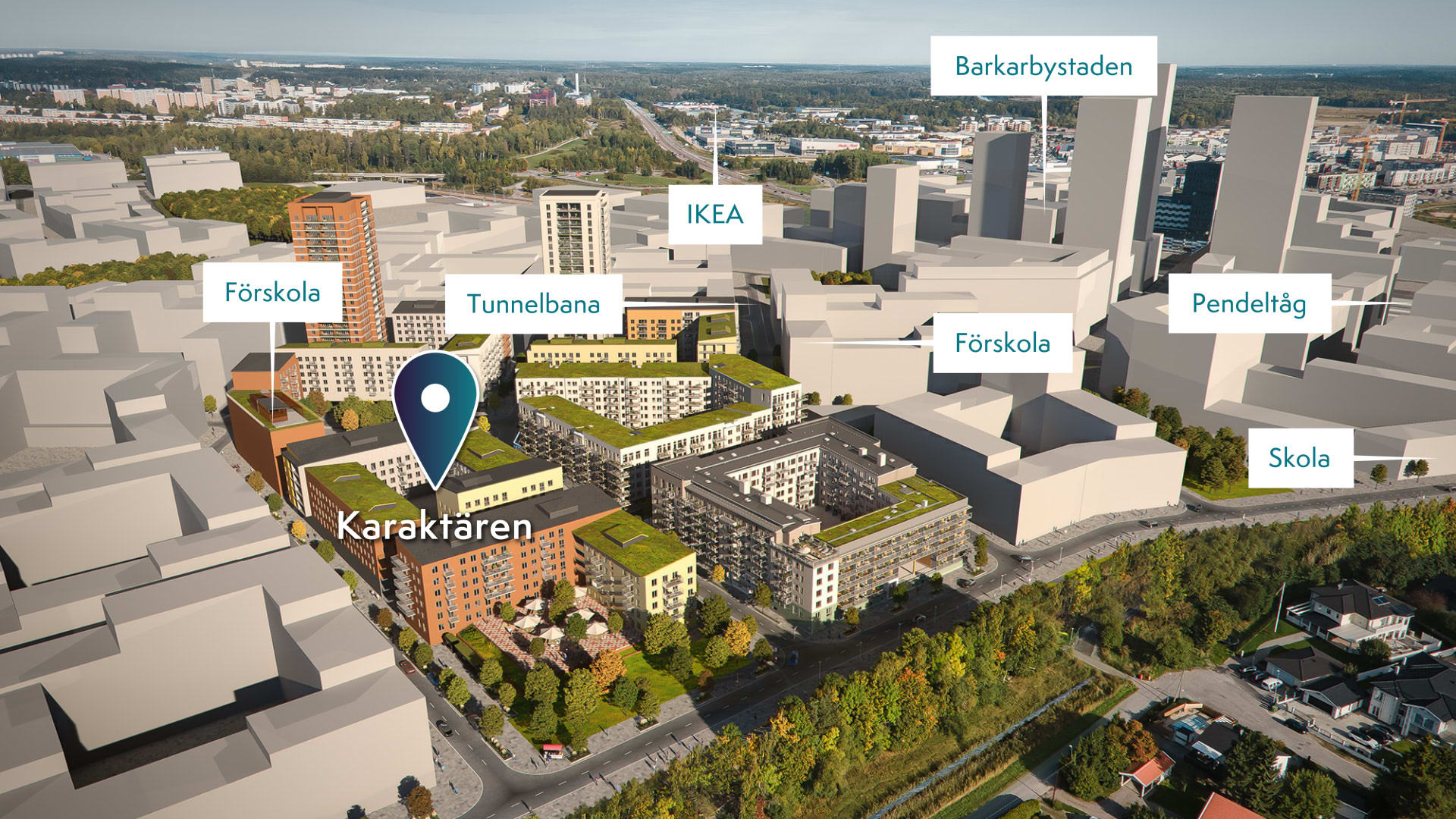 Bostadsbild från Karaktären, Kommande i Barkabystaden, Järfälla