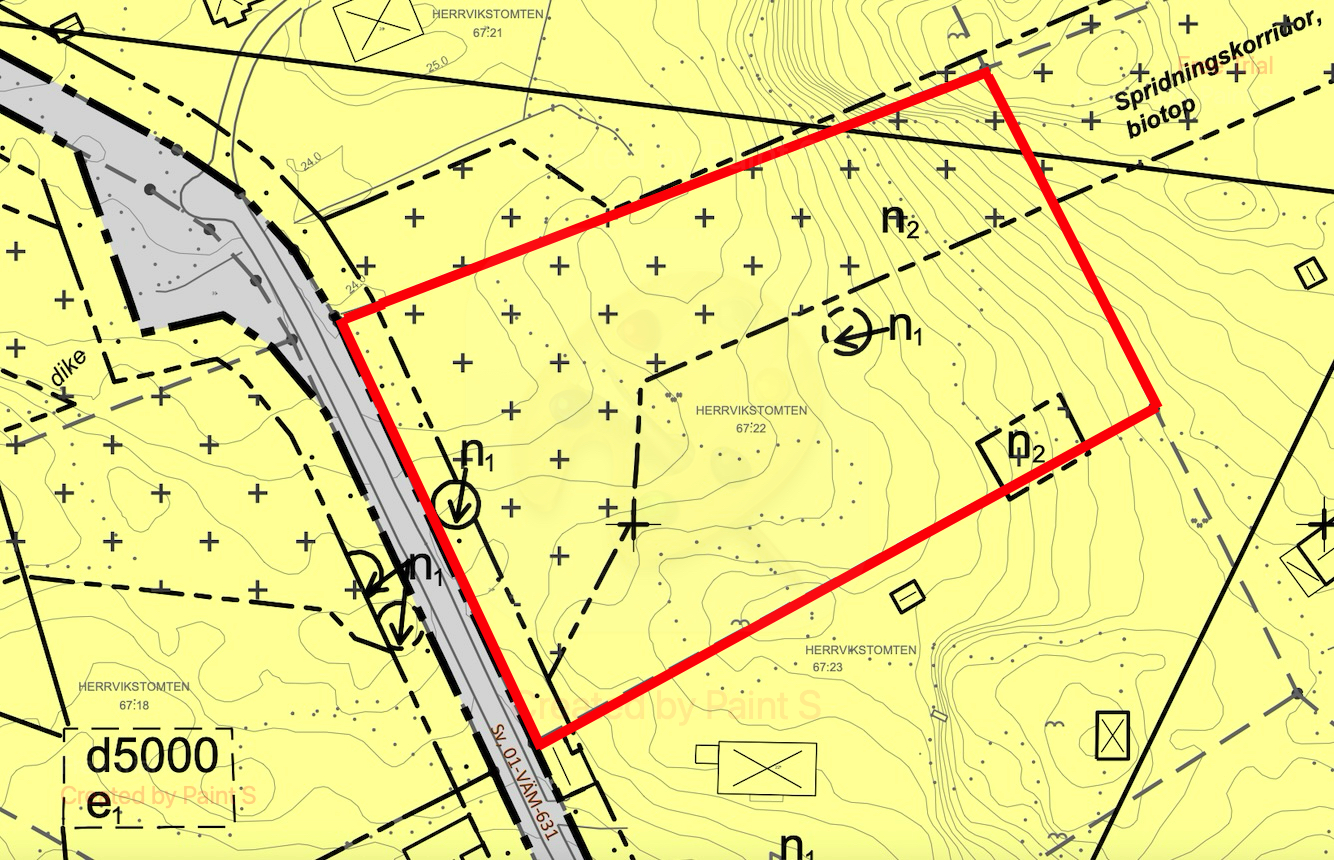 Detaljplanekarta Ryttingevägen 24 - Värmdö Herrvikstomten 67:22