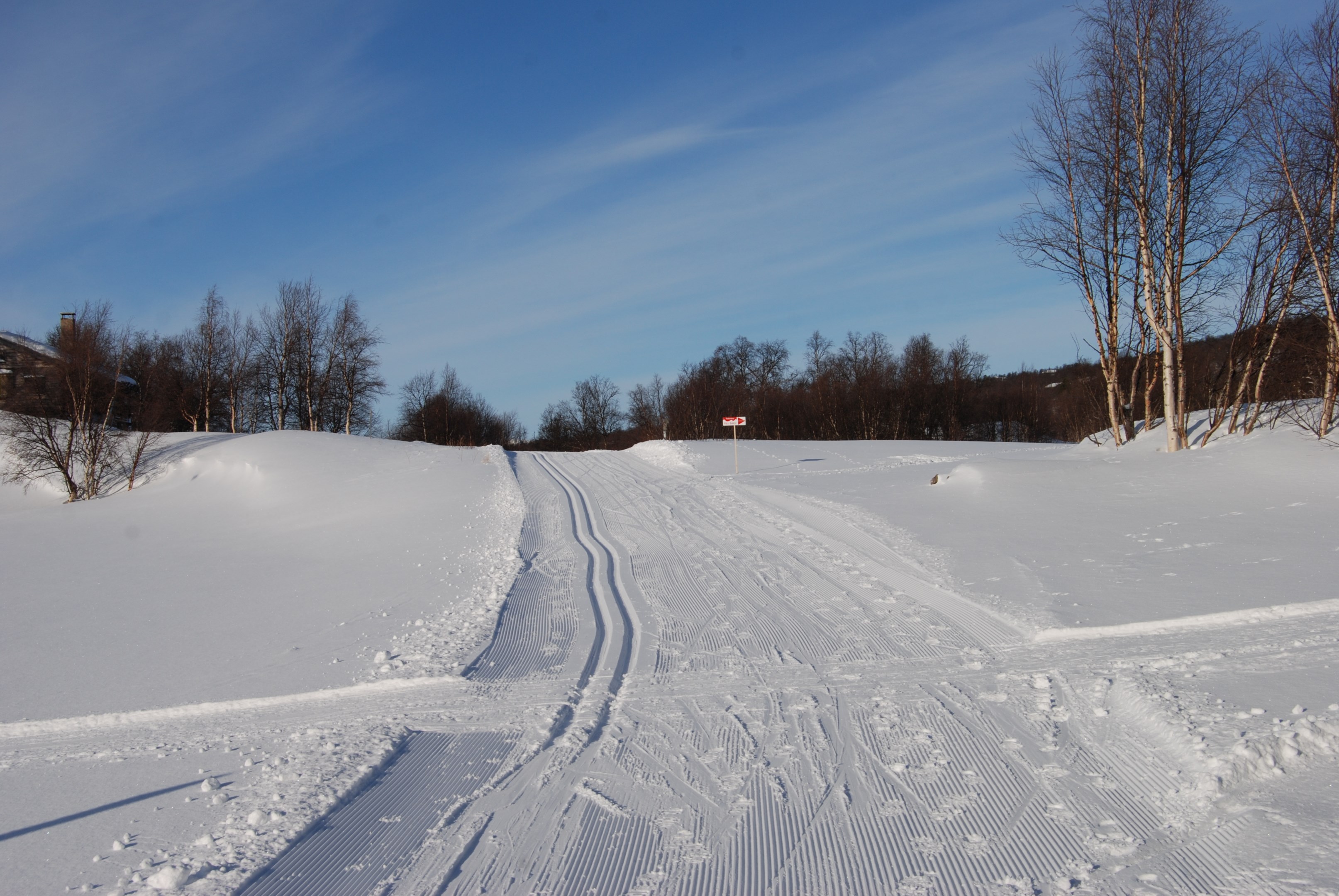 Följ spåret från parkeringen vid Strandgården fram till pilen.