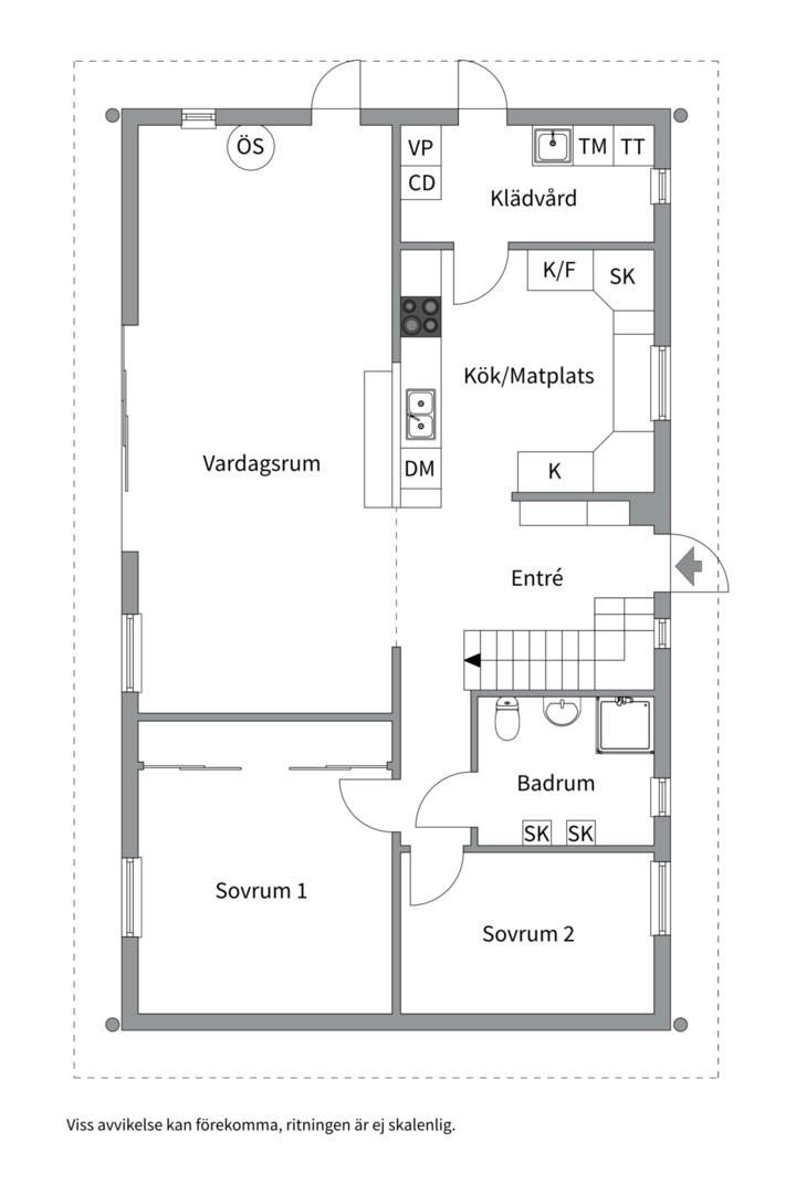 Planlösning från Fanstavägen 47, Såld i Lövstalöt, Uppsala