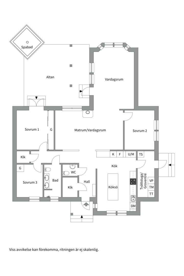 Planlösning från Brevduvevägen 3A, Såld i Sunnersta, Uppsala