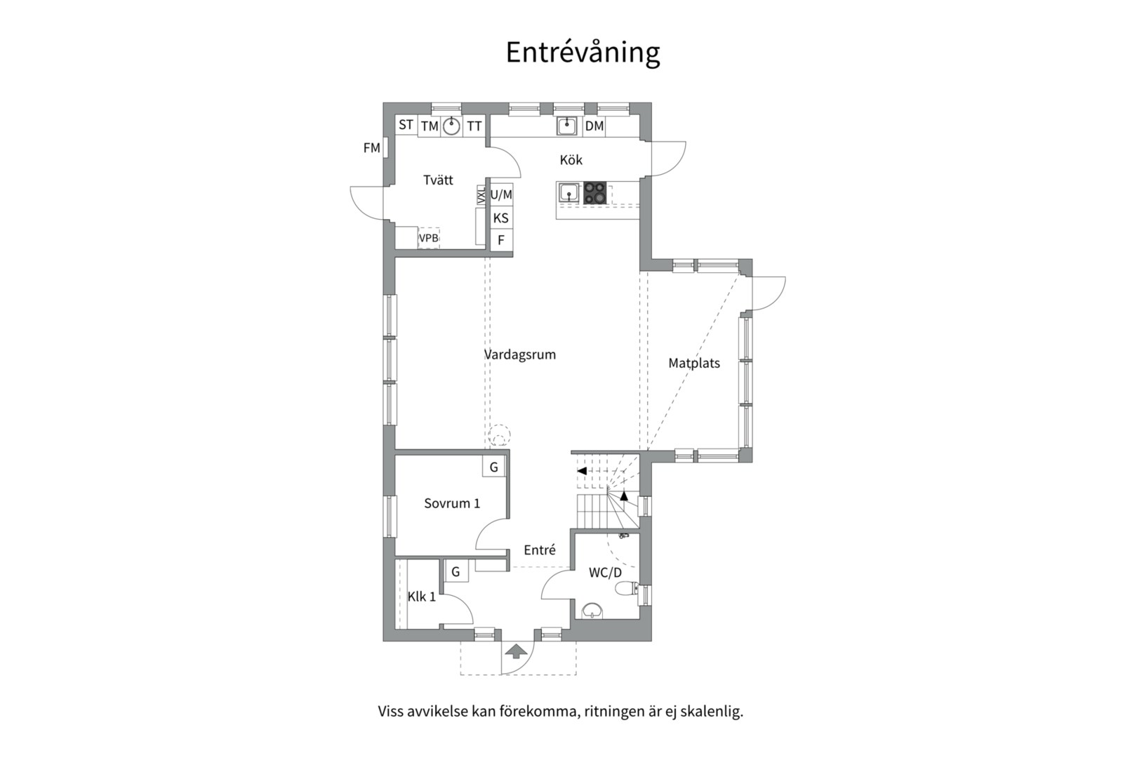 Planlösning från Svanmossvägen 5, Såld i Lindbacken, Uppsala