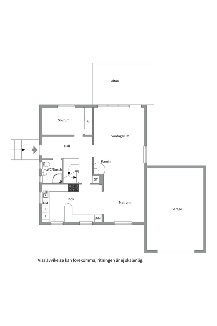 Planlösning från Stora Tvärvägen 4, Såld i Vänge, Uppsala