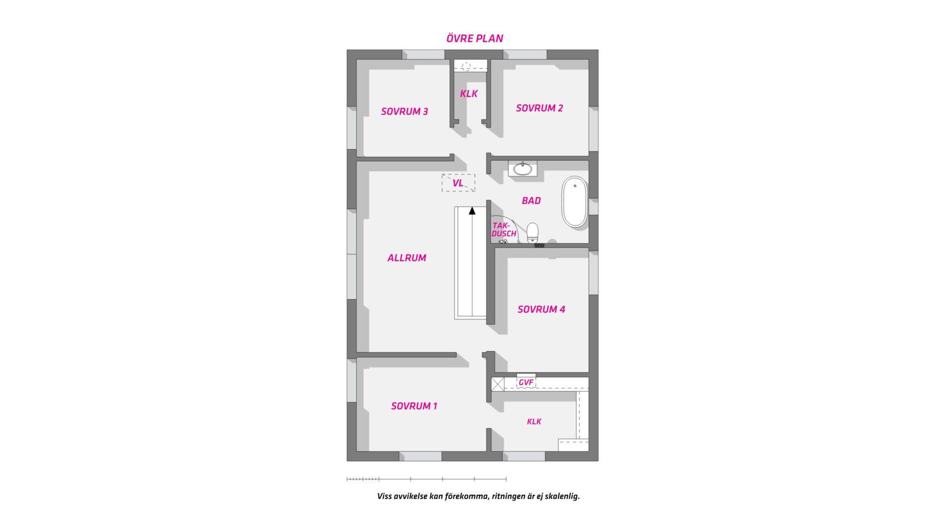 Planlösning från Alkällsvägen 36, Såld i Lindbacken, Uppsala