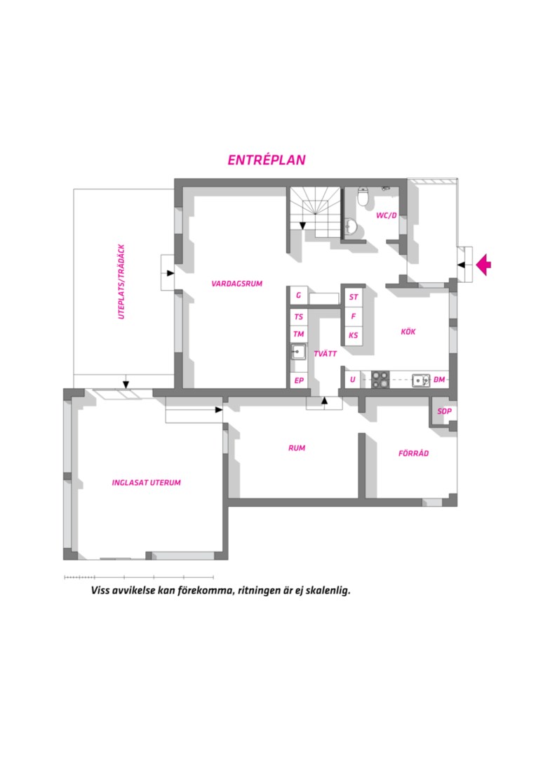 Planlösning från Sunnerstavägen 25B, Såld i Sunnersta, Uppsala
