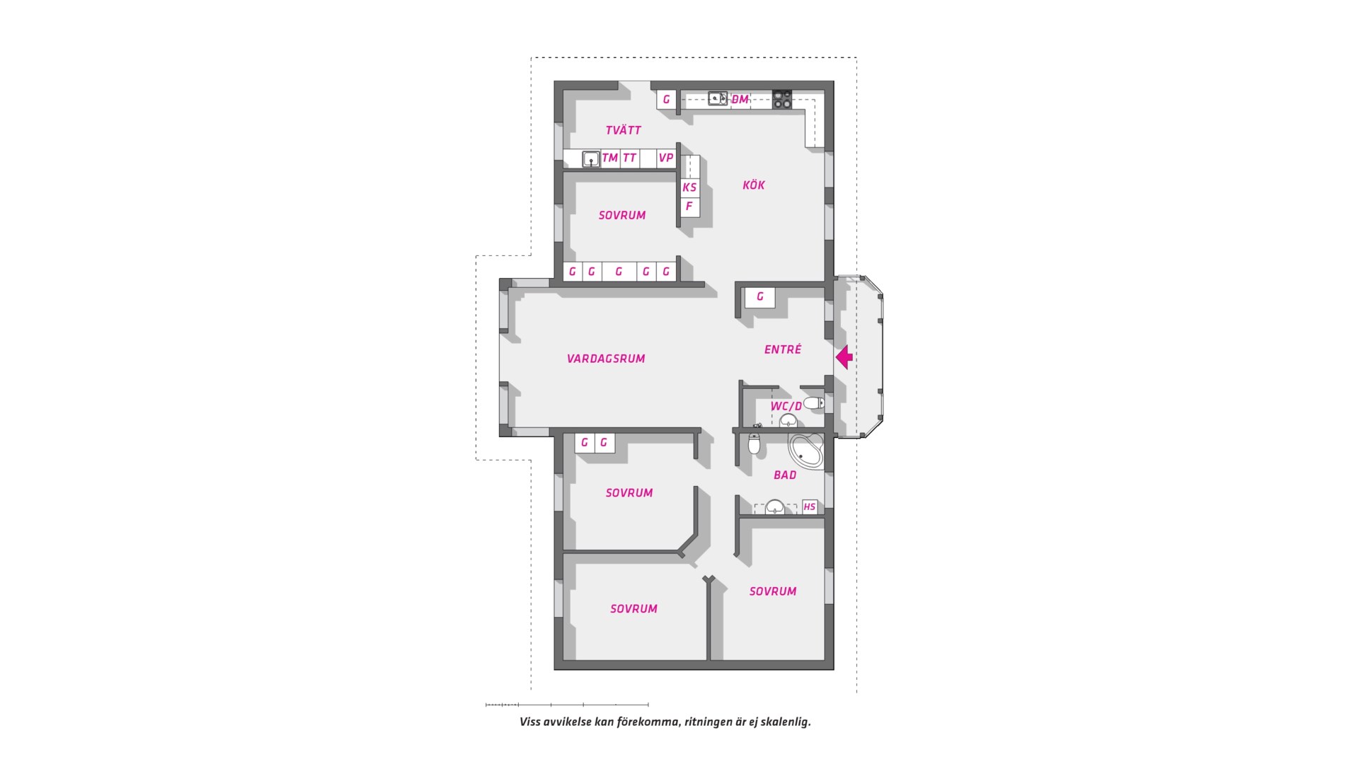 Planlösning från Trevlingevägen 41, Såld i Gåvsta, Uppsala