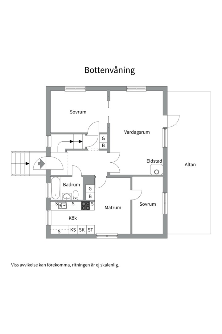 Planlösning från Ryttarvägen 1, Såld i Lövstalöt, Uppsala
