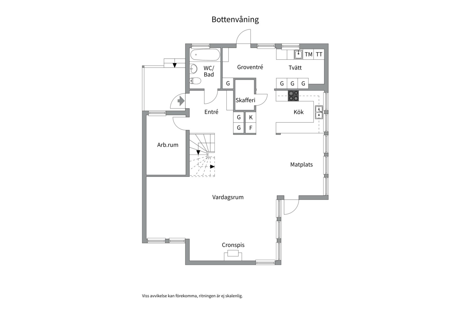 Planlösning från Konvaljevägen 17A, Såld i Sunnersta, Uppsala