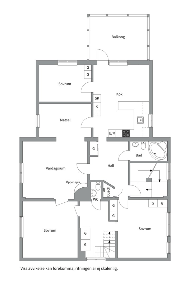 Planlösning från Gråbergsvägen 15A, Såld i Eriksberg, Uppsala