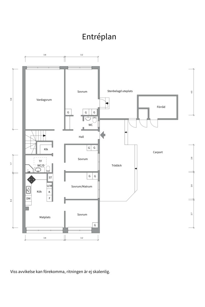Planlösning från Ullsaxvägen 16, Såld i Valsätra, Uppsala