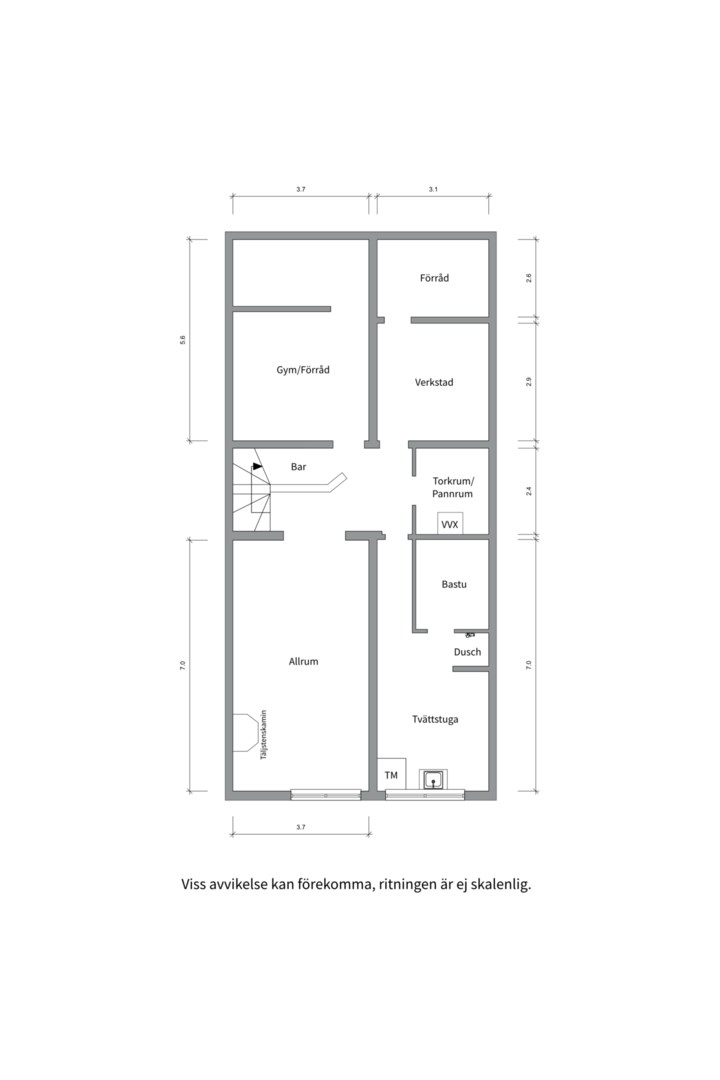 Planlösning från Ullsaxvägen 16, Såld i Valsätra, Uppsala