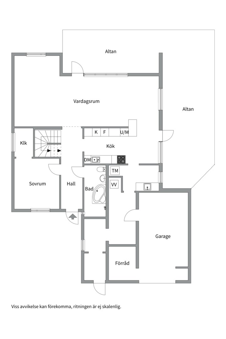 Planlösning från Lönnviksvägen 1, Såld i Sunnersta, Uppsala